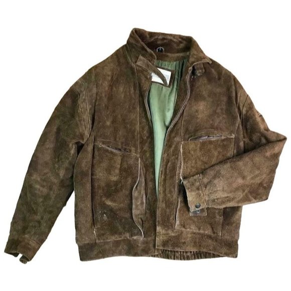 Weekender Other - WEEKENDER Vintage Leather Jacket Size 42 Men's Zip-Up Button Sleeves Brown